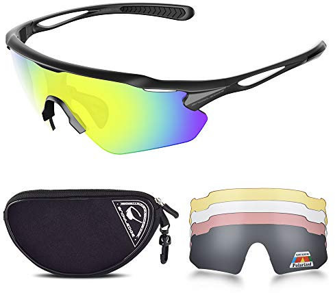 Snowledge Sportbrille Fahrradbrille Herren und Damen Radsportbrille Sonnenbrille Erwachsene Sport Radbrille Polarisiert Windschutz Brille Motorradbrille Rahmen TR90 UV400 Schutz