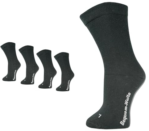 Vitopia MAXX 4 paia di calzini extra larghi speciali per gambe gonfie – Calzini sanitari sopra gesso e bendaggio, con gambale morbido senza elastico, unisex, Nero , 35-38 Große Größen