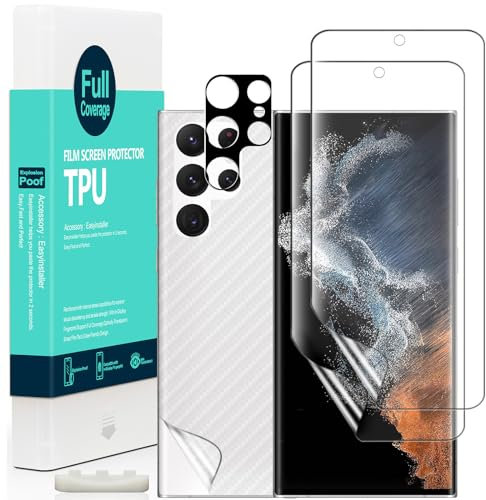 Ibywind 2 Pcs Screen Protector For Samsung Galaxy S22 Ultra(5G),Flexible TPU Film,With 1Pc Camera Lens Protector,1Pc Back Film,Bubble Free,Easy To Install
