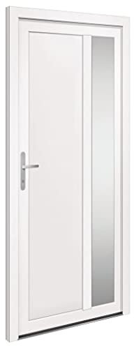 vidaXL Haustür, Tür mit Verstellbarer Scharniere, Eingangstür mit einem 5 Pilzkopfverriegelungen, Vordertür Hauseingangstür, Weiß PVC