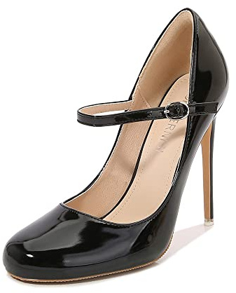 YGJKLIS Cinturino alla caviglia da donna con tacchi alti, testa rotonda, 12 cm, tacchi a spillo in pelle, slip on abito da sera, Nero , 46 EU