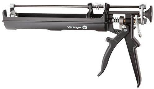 VERLINGER Kartuschenpresse 2K Für Epoxidkleber Auspresspistole Für Chemischen Anker Kartuschenpistole 235, 345, 360, 390 ml, Auspressgerät 4500N, Schubverhältnis 25:1, Schwarz Pro