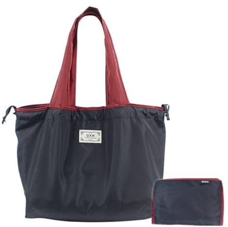 SamHeng Réutilisable Sac de Courses, Pliable Cordon Sac à Provisions Grande Capacité Sac d'épicerie Sac de Rangement de Nourriture Sac Fourre-Tout pour De Plein Air Voyage Usage Quotidien (Noir)