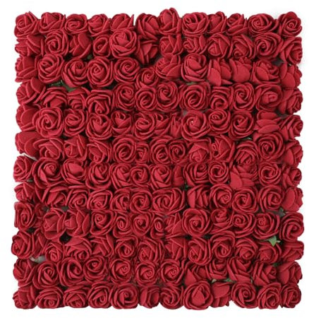 MWOOT 144 Pieces Dark Red Artificial Roses, Mini Foam Roses for Crafts, Small Fake Flowers for DIY Valentine's Day Wedding Halloween Decoration, 2.5CM Fake Flower Heads