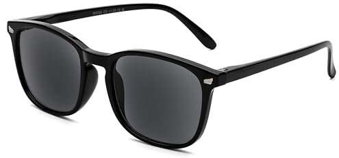 DOOViC Sonnen Lesebrille 2,5 Damen Groß Schwarz Quadratisch Sonnenbrille mit Sehstärke für Herren