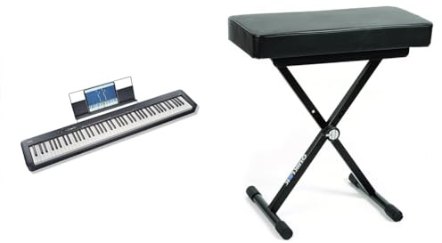Casio CDP-S110BK Pianoforte digitale con 88 tasti pesati, nero & QUIK LOK - BX/8 Piccola Panca Ideale per Piano o Tastiera con Comodo Cuscino