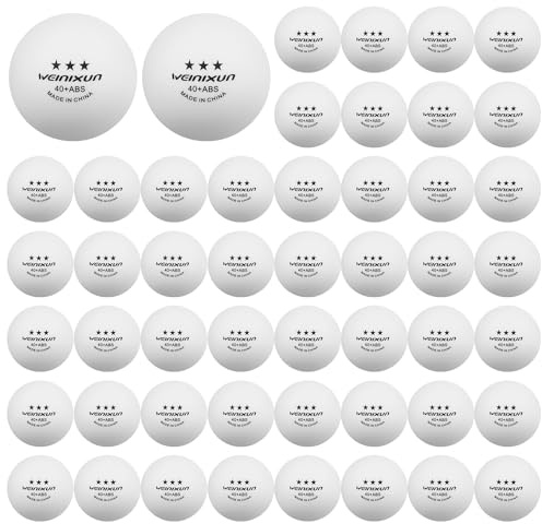 ktxaby 50 palline da ping pong, 3 palline da ping pong, dimensioni ufficiali 40 + ABS Competition Grade Ping Pong per competizione e tempo libero, per interni ed esterni (bianco)
