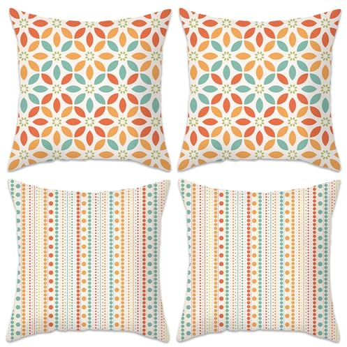 Betadistor Set of 4 Cushion Covers 45cm x 45cm Modern Floret Decorative Throw Pillow Cases Living Room Bedroom Sofa Garden Home Decor Square Cushion Covers 18x18 Inches, Floret, 508-0149