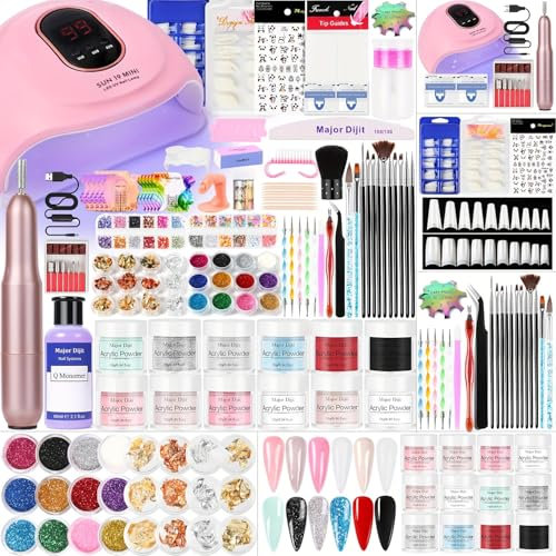 Kit De Uñas Acrílico Completo De Gel Con Lámpara Uv 36w,Fresas Eléctricas,Polvo Acrílico Para, Mucha Decoración Manicura,Extensiones De Uñas De Gel