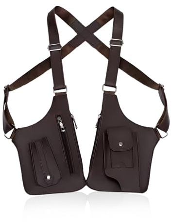 Wshxjzyay Double Shoulder Armpit Bag for Men, Anti-theft Bag with Double Shoulder Straps, Anti Theft Harness for Men Leather, Anti-theft Harness Wallet (Brown)