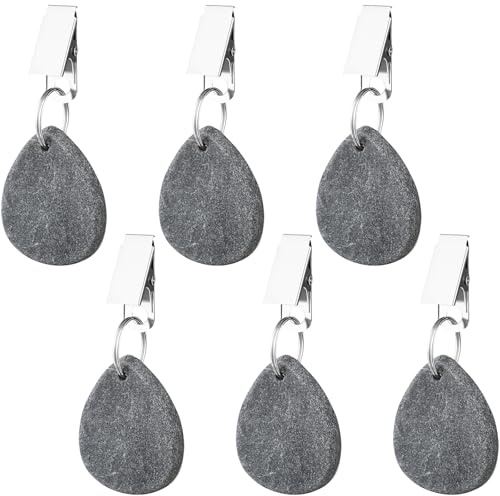 ZCYSRLQIN 6 Pcs Tablecloth Weights Pendant Teardrop Shape Table Cover Weights with Metal Clips for Outdoor Picnic Garden Patio Party Camping Dinner Table Cover Decoration (Gray)