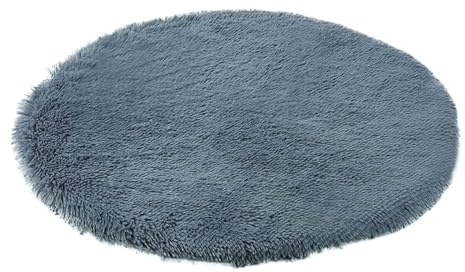 Fycakly Tapis d'hiver chaud pour chats, niches, chiens de petite taille et moyenne, couverture chaude, ronde, en peluche, confortable, coussin pour chat avec aire de jeu à l'herbe à chat, gris foncé