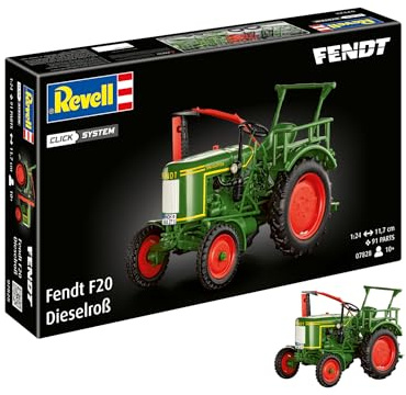 Revell 07828 Fendt F20 Dieselroß Trattore (sistema a clic), scala 1:24, non costruito, precolorato, Click-Together (non colla), kit modellino in plastica