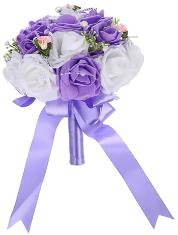 Holibanna 1pezzi Bouquet Da Sposa Per Matrimonio Fiori Artificiali Pe Bouquet Da Mano Sposa Decorativo Per Matrimonio Ufficio Camera Soggiorno Balcone