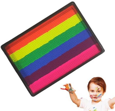 Face Paint Kit - Rainbow Body Palette - 6 Colors Watercolor Makeup Painting Supplies for Stage Wedding Kids Festival Adults Christmas Concert Halloween Birthday Cosplay