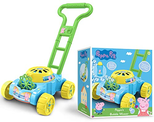 HTI Peppa Pig Bubble Mower | Push Along Lawnmower Bubble Blower | Ages 3+ | Multicolor