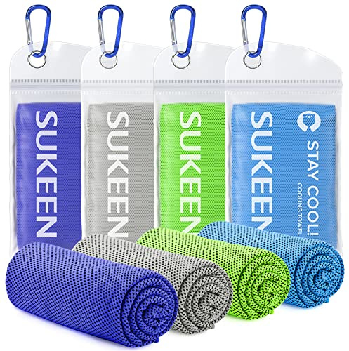 Sukeen 4 Pack Cooling Towels (40x 12), Cooling Neck Wraps, Soft Ice Towel