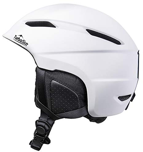 TurboSke Ski Helmet, Snowboard Helmet Snow Sports Helmet, Audio Compatible Helmet for Men, Women and Youth (L, White)