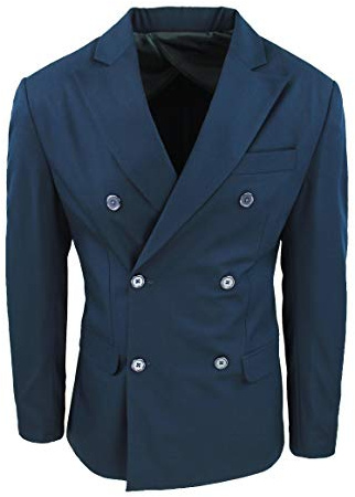 Evoga Giacca Uomo Doppiopetto Elegante Slim Fit Sartoriale Made in Italy (XXL, Blu Scuro)