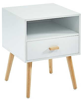 BAÏTA - Nachttisch ULOS Weiß und Holz