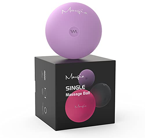 Maxgia Pelota de Masaje Vibratoria Eléctrica,Rodillo Masaje Muscular para Espalda,Cervical,Pies--5 Modos Bola de Masaje Muscular de Tejido Profundo Liberación Miofascial Alivio del Dolor (Morado)