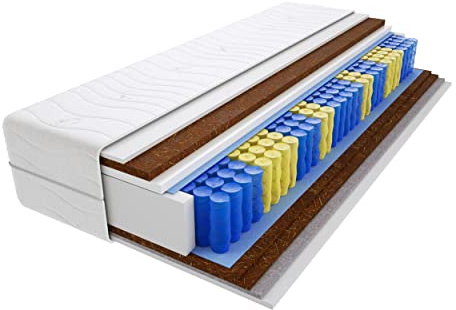 Godre Matratze 90x190 cm Doppelmatratze, H4 & H5 Federkernmatratze, Taschenfederkernmatratze 19 cm Hoch Kokosfaser Rosshaar Hypoallergene, HR-Schaum, Wendematratze mit Klimafaser Santana
