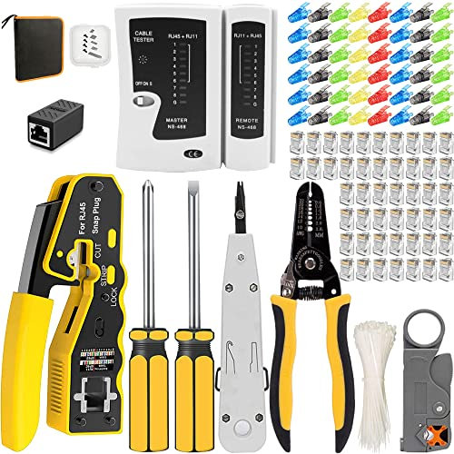 MAYLINE RJ45 Câble Kits Cat5e Cat6 Réseau Testeur Outil de sertissage pour RJ11/RJ12 Réseau et câbles téléphoniques, Outil de Network Pince à sertir à pour câble réseau 6P/8P(Noir)