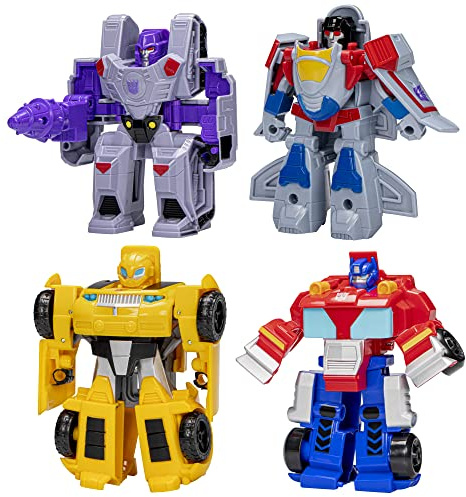 Transformers Toys Heroes vs Villains 4-Pack, Autobot and Decepticon 4.5-Inch Action Figures, Preschool Robot Toys for Kids Ages 3 and Up (Amazon Exclusive)