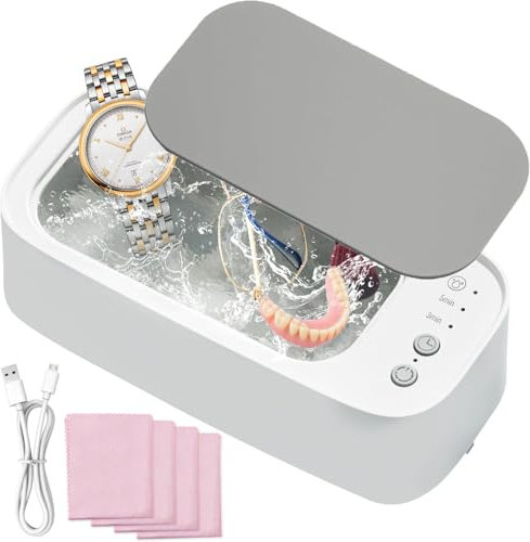Ultrasonic Cleaner Machine, Portable Ultrasonic Jewellery Cleaner Glasses Cleaner with 3 Cleaning Modes and Timer for Jewelry Rings Eyeglasses Watches