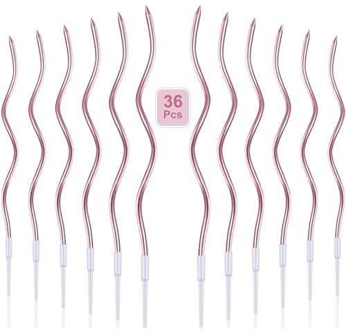 XUSSMM 36 Stückes Roségold Spiral Kuchen Kerzen, Geburtstagskerzen für Kinder und Torte, Wunderkerzen für Geburtstag, Hochzeit Party Dekoration