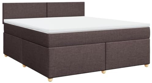 vidaXL Boxspringbett, Doppelbett mit LED Matratze Matratzenauflage, Bettgestell mit Lattenrost Kopfteil, Polsterbett Bett für Schlafzimmer, Dunkelbraun 180x200cm Stoff