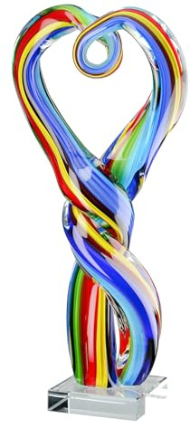 GILDE Scultura in vetro Art Twist – multicolore, altezza 34 cm, vetro – forma di cuore – statuetta decorativa – accessorio per la casa
