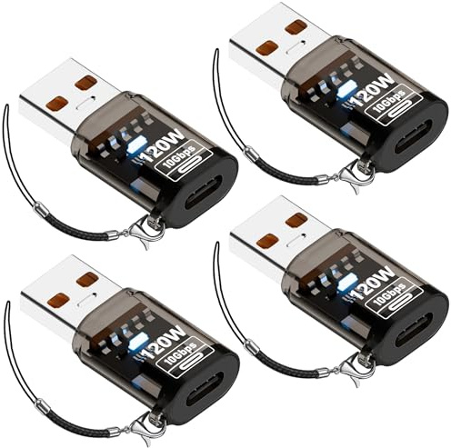 URANT 4Pack USB to Type C Adapter,Type C Female to USB 3.2 Revolution Adapter, C to A Converter,Support 10Gbps Charging and Data Transfer,Compatible with MacBook,Samsung (Light Black)