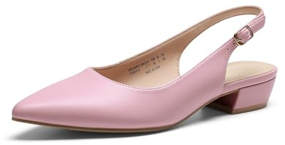 DREAM PAIRS Kitten - Zapatos de tacón bajo para mujer, puntiagudos, cerrados, para negocios, bodas, fiestas, cómodos zapatos de tacón, Rosa claro, 38 EU