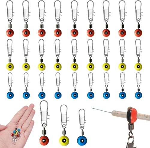 LKJAUOZ 60 Stück Angeln Barrel Wirbel, enthält 3 Größen Angeln Wirbel mit Karabiner,wirbel angeln,Laufwirbel für Posen,Futterkörbe & Grundbleie,Friedfischangeln,Karpfenangeln Zubehör