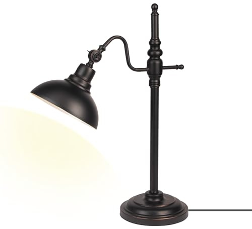 JCPYIUL Lampada da Scrivania Industriale,Lampada da Lavoro in Metallo Nero,Regolabile,Rustica,Moderna,Vintage,In Metallo, per Camera da Letto,Ufficio,Soggiorno