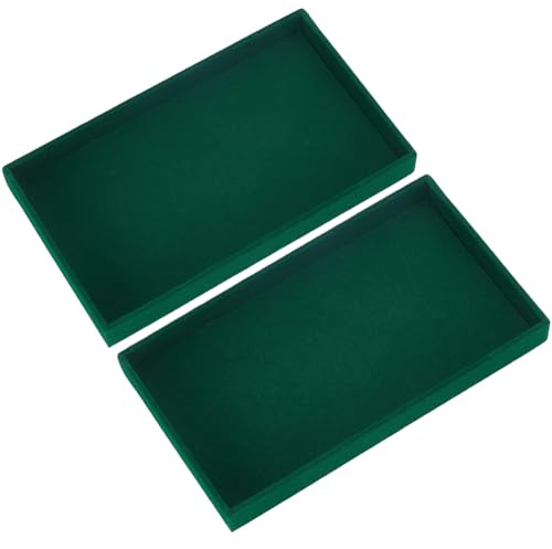 SOFPLATE 2 pz Vassoio Portaoggetti In Velluto per Gioielli Inserti per Cassetti per Gioielli Impilabili Verde Scuro Vassoi Portaoggetti Eleganti per Anelli Orecchini Collane Bracciali Espositori per D