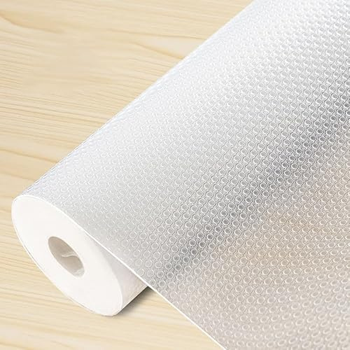 Drawer Liners Transparent (60x500 cm) Shelf Liner Non Slip for Kitchen Drawers Cupboards & Fridge Premium EVA Anti-Slip Waterproof Washable & Cuttable Non-Adhesive Liner Protection Shelves Mat Liners