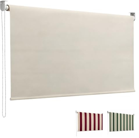 Paluplus Tenda da Sole a Caduta con Catenella, Misura 200x300 cm, Senza Cassone con aggancio al Soffitto, Telo Resistente 280 g/m², per Balcone e Terrazzo -3123F -3,4 (Beige)