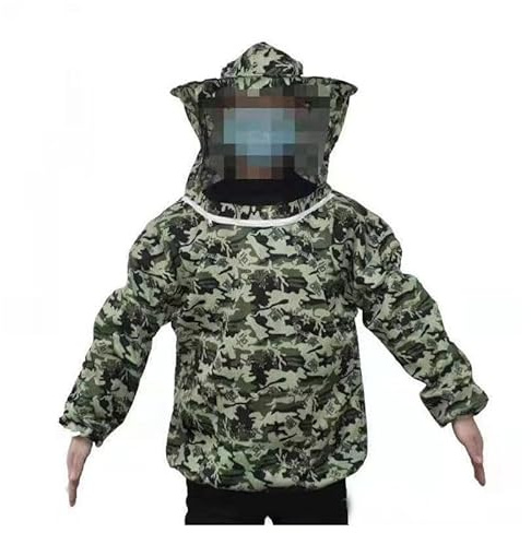 Omquot Professionell Lätt Biodlarjacka Maximalt Skydd för Biodling och Honungsskördningsmaterial Polyester för Nybörjare och Professionella Biodlare (Femstjärnigt kamouflage)