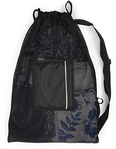 Fitdom Large Mesh Swim Drawstring Sling Bag. Best for Swimming, Gym & Beach