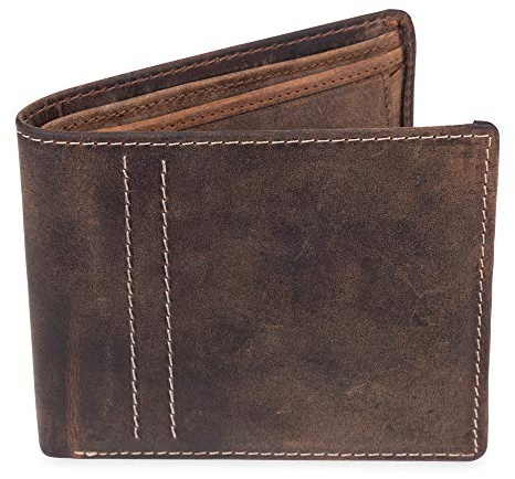 moonster Cartera de Piel con Bloqueo RFID Mantiene el Dinero y Las Tarjetas Organizadas con Fácil Acceso – Billetera para Hombre Minimalista – 100% Piel de Búfalo – Preciosa Caja Regalo