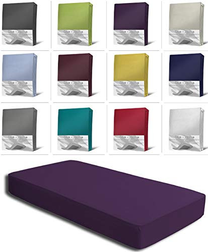 one-home Spannbettlaken Boxspringbett Wasserbett Elasthan Spannbetttuch Bettlaken Elastan, Farbe:Aubergine/Lila, Maße:180-200 x 200-220 cm