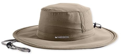 MISSION Cooling UPF Boonie Hat - Unisex Sun Hat for Hiking, Beach & Fishing - Sweat & Water Activated Technology - (Khaki)