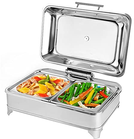 Scaldavivande Elettrico, 13L Chafing Dish da Tavolo, Contenitore Scalda-vivande Chafing Dish Elettrico per Mantenere il Cibo Fresco e Delizioso, 400W/220V