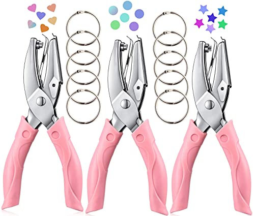 3 Stück Stanzer, Metall, Handlocher, Papier, Stanzer, Werkzeug für Basteln, Handwerk, Büro, Schule, Haus, DIY, Handwerk, Scrapbook, Papierkarten
