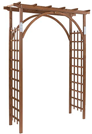Outvita 7Ft Wooden Garden Arbor Arch, Wood Arbor Trellis, Pergola Archway for Wedding Ceremony Decoration Pergola Plant Climbing Rose Vines Lawn Courtyard Patio Dark Brown