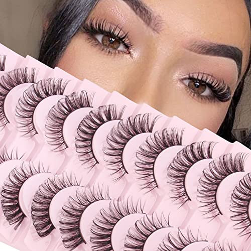 Parriparri KüNstliche Wimpern Cateye Russische NatüRlich 10 Paar Russian Strip Wiederverwendba Fake D Curl Cat Eye Lashes Fluffy Fake Lashes Curly False Eyelashe