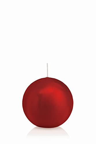 INNA-Glas Candela a Sfera Maeva, Rosso, Ø7 cm, 16h - Made in Germany - Candela Decorativa