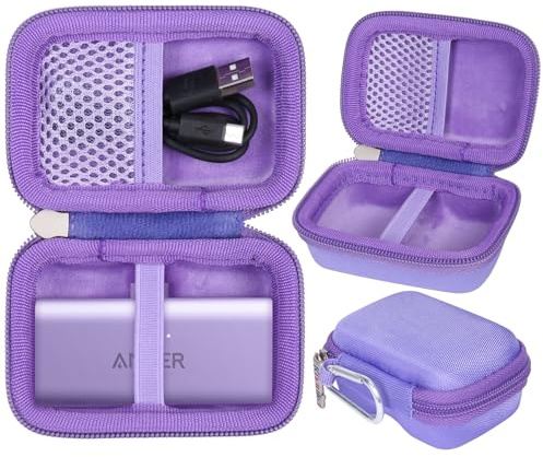 Khanka Hard Carrying Case Replacement for Anker Nano Power Bank 5000mAh/Anker Power Bank 621 Charger, Protective Travel Case for Anker 5000mAh, 22.5W/12W Charger (Purple, Case Only)